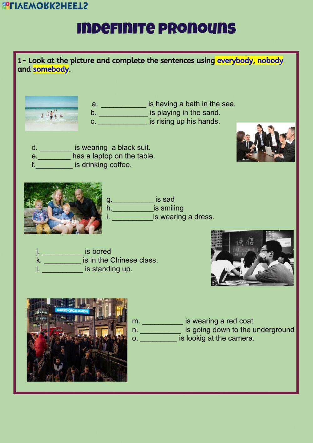 Unit 5 - Infinitive pronouns. 