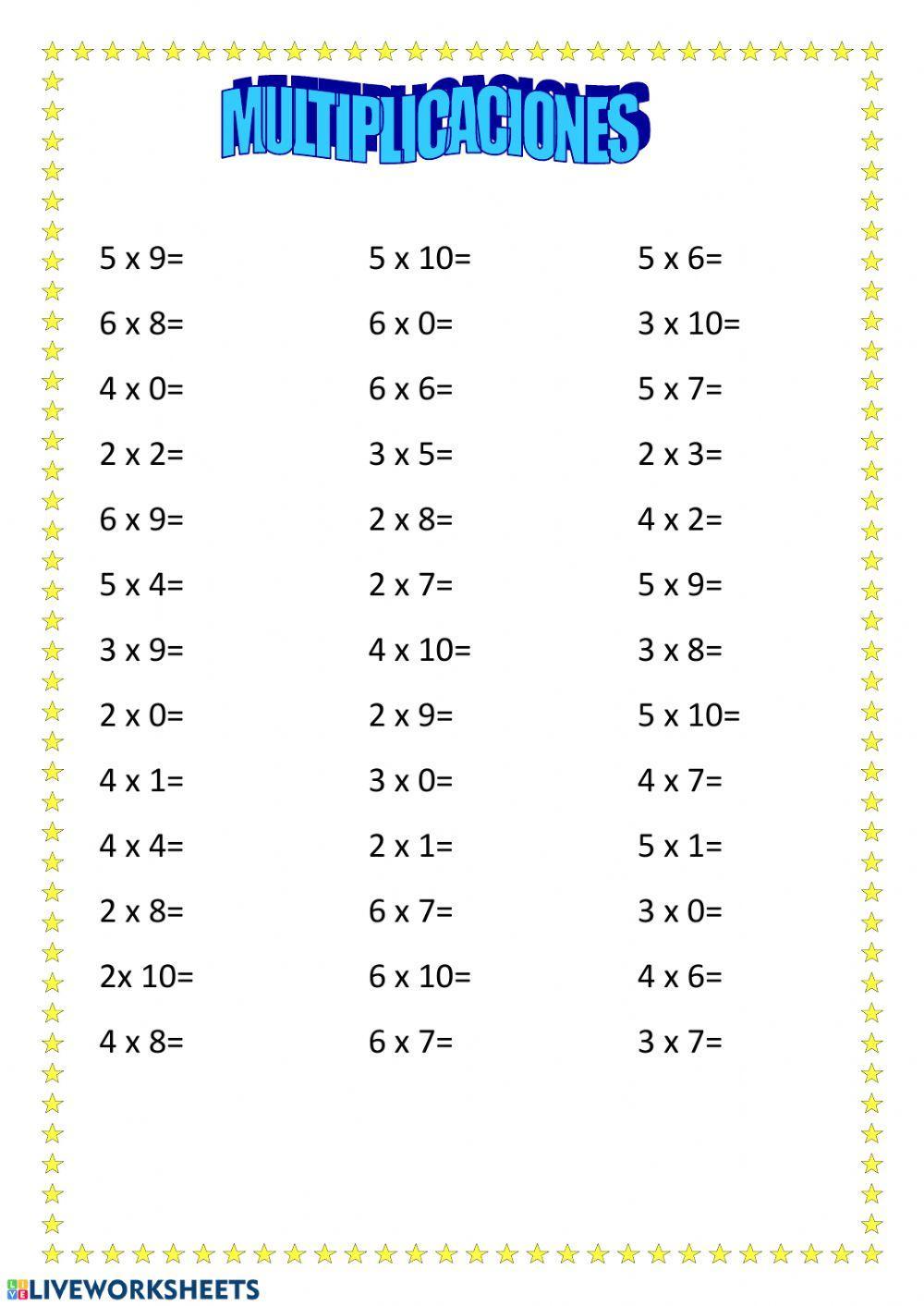 Tablas de multiplicar. Repaso