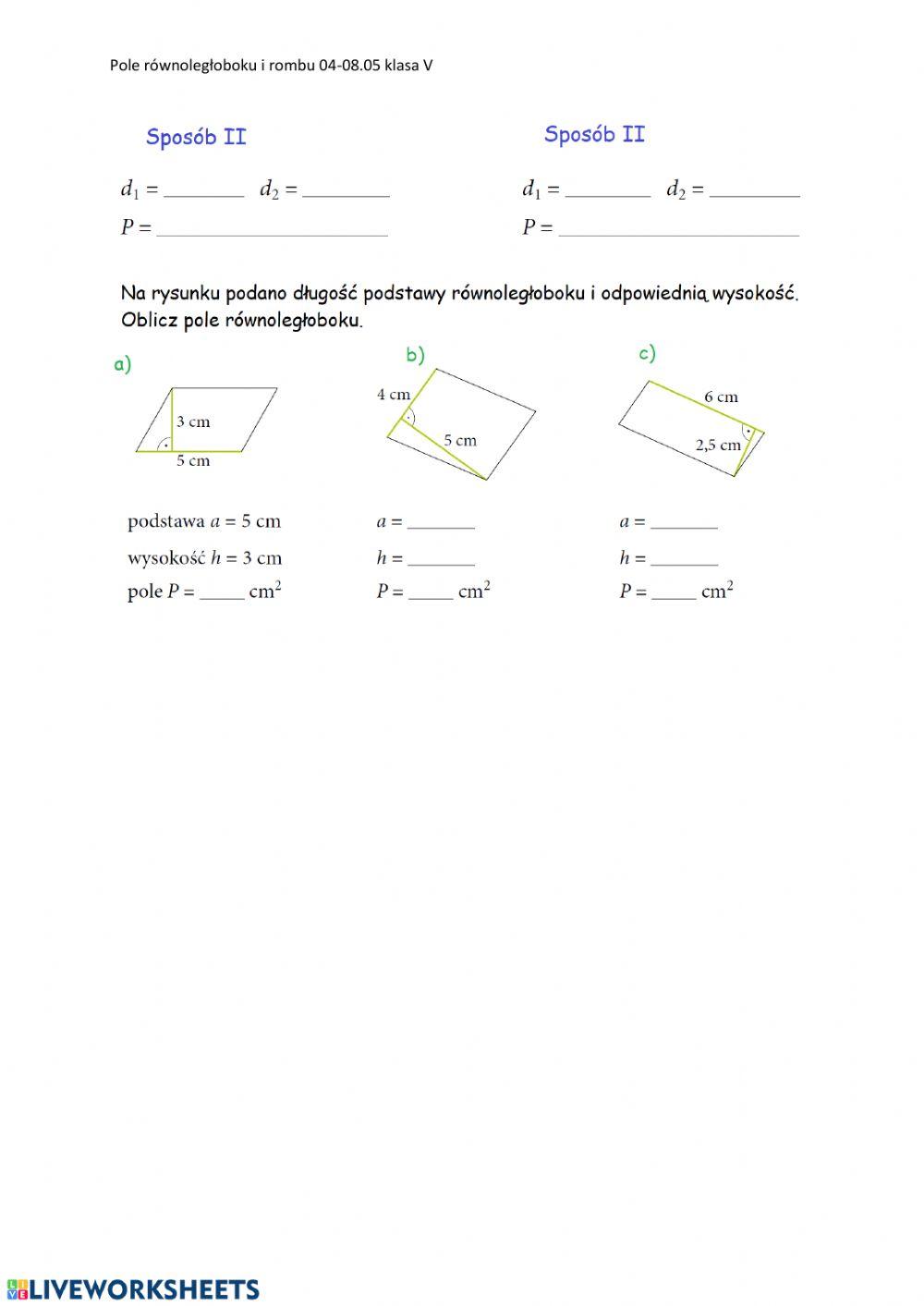 Pole równoległoboku