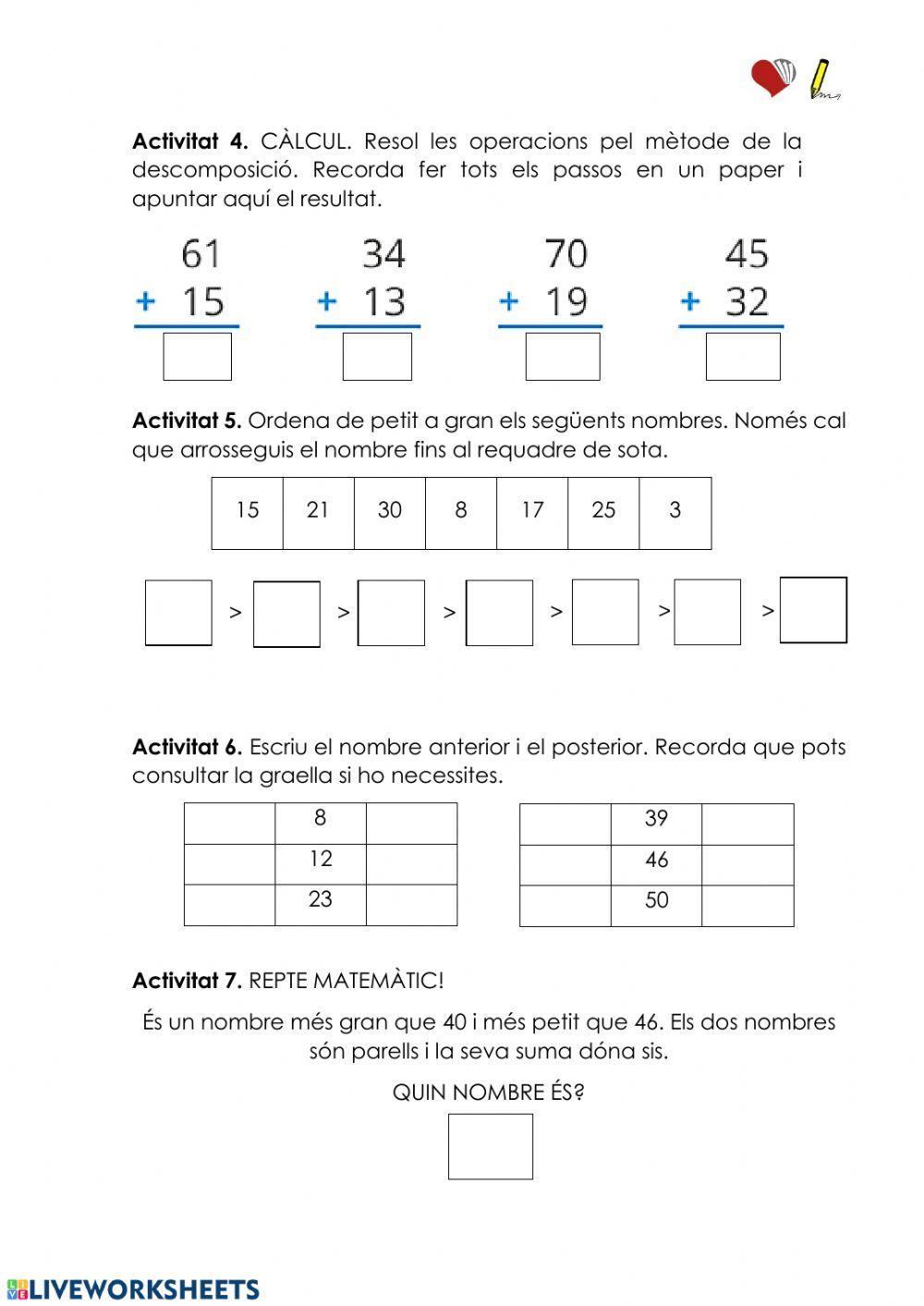Fitxa repàs matemàtiques