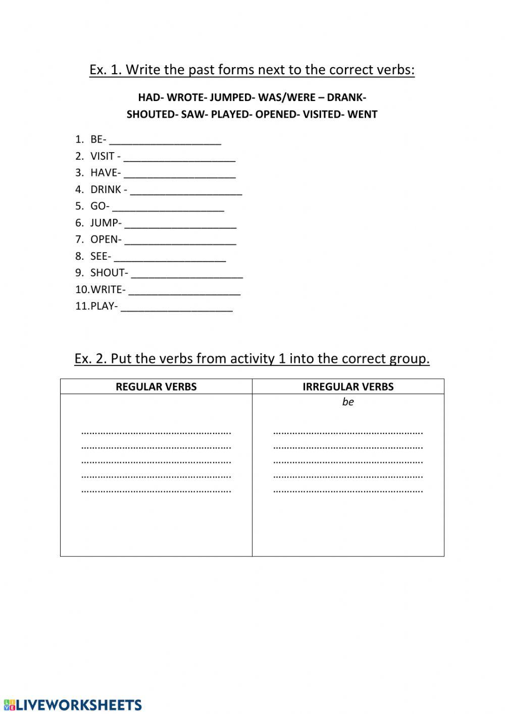 past simple verbs class 3