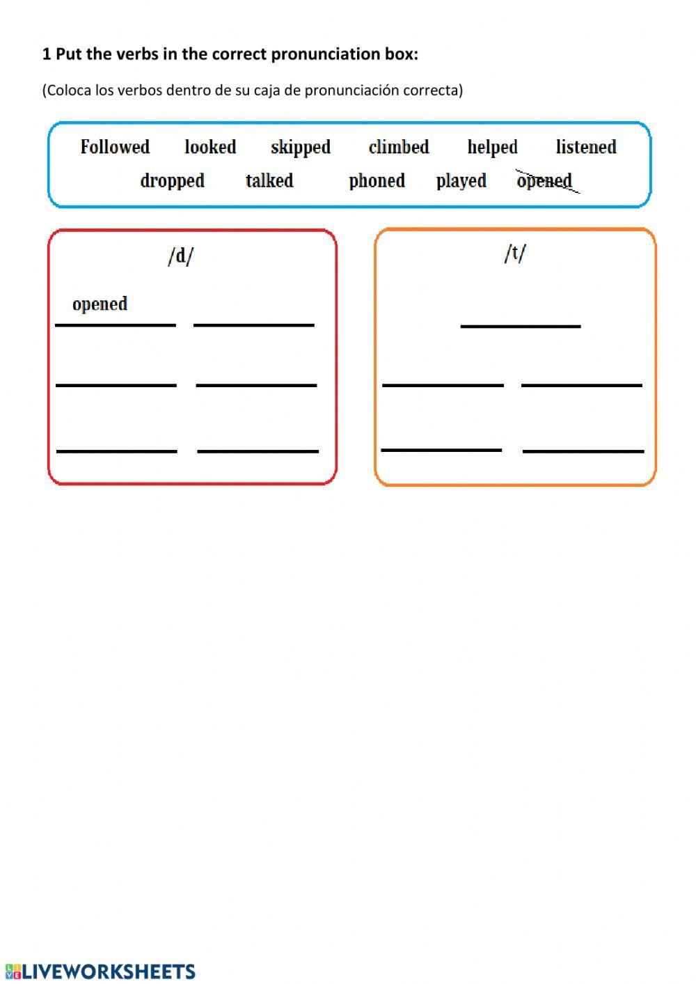 Phonetic regual past verbs