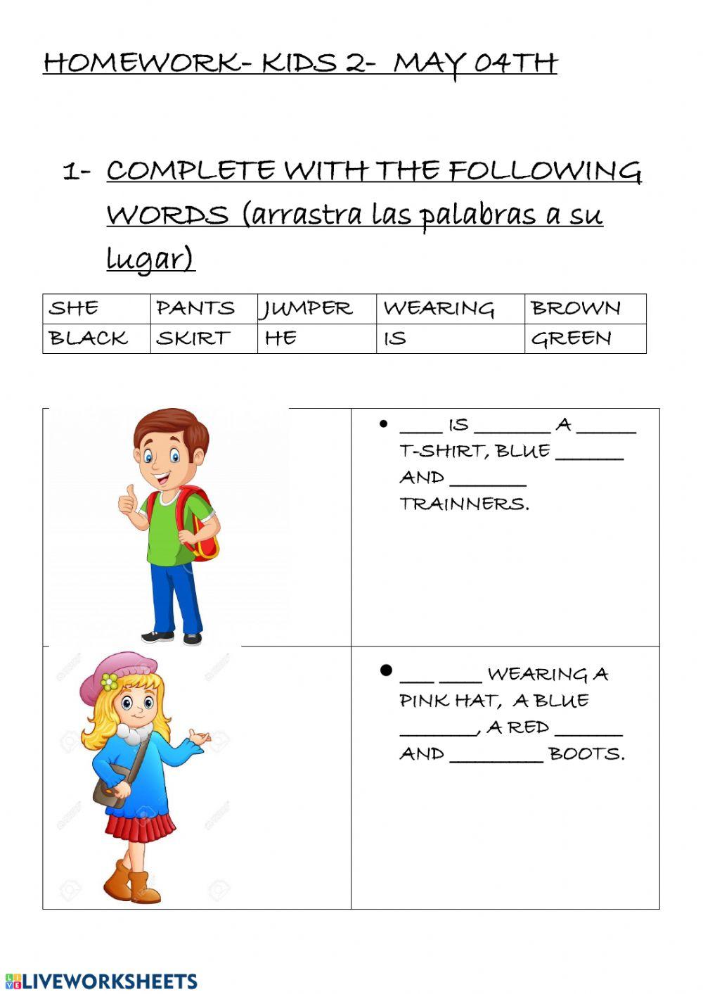 Homework kids 2 04 may