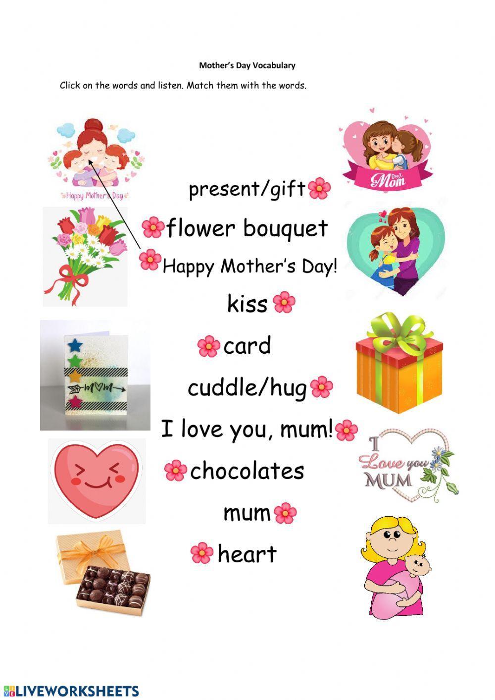 Mother's Day Vocabulary Mother's Day Vocabulary