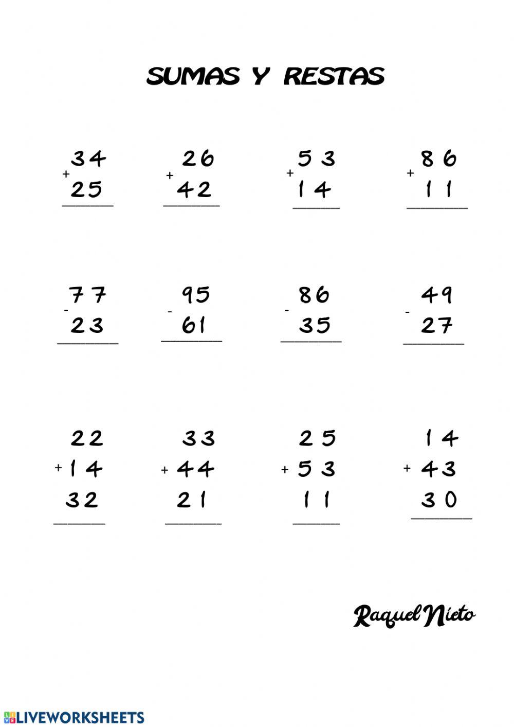 Sumas y restas.