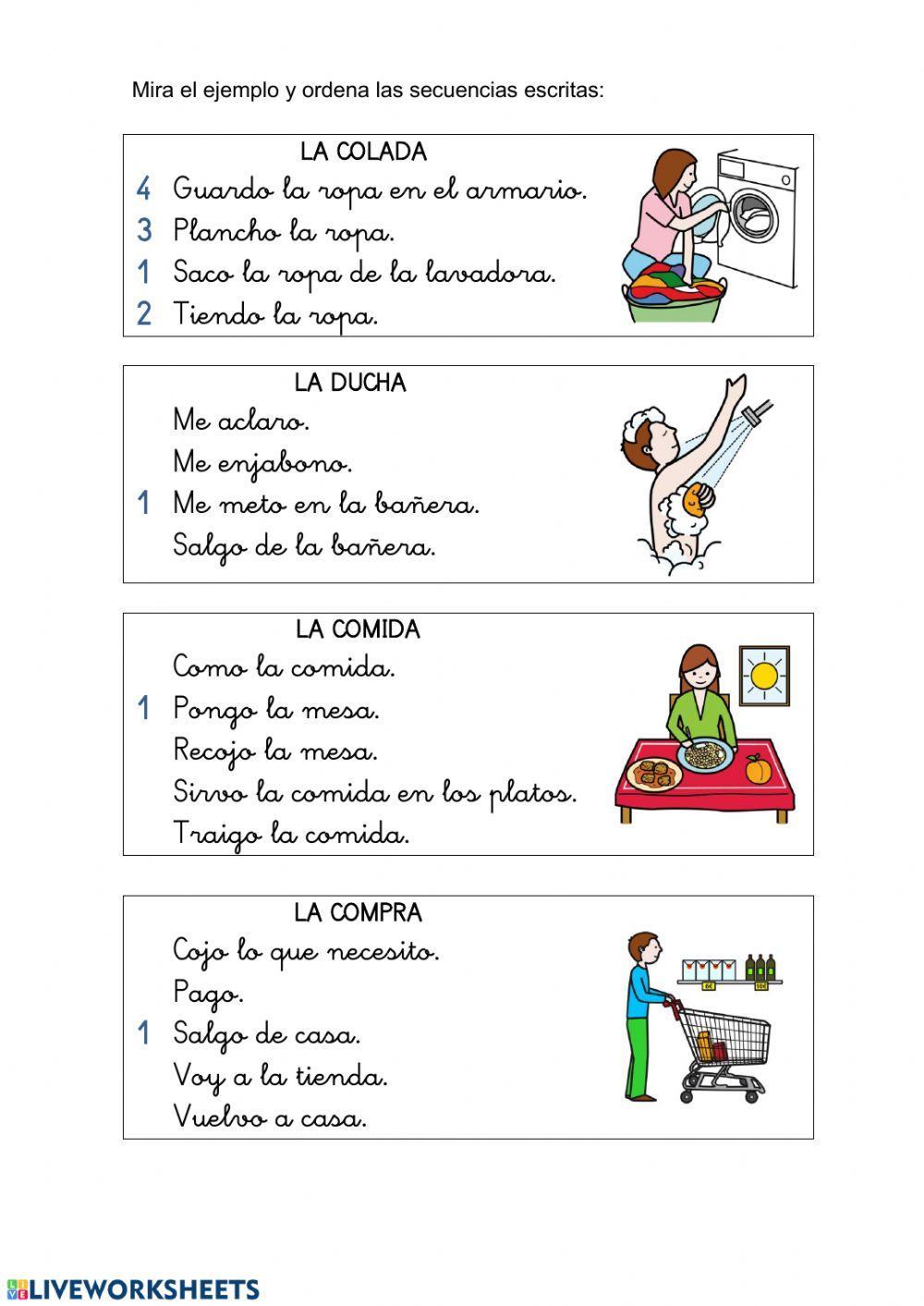 Ordena la secuencia escritra Ordena la secuencia escritra