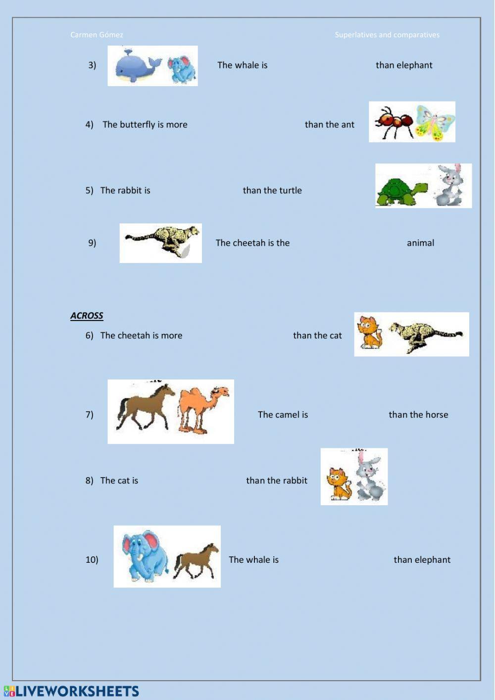 Animal comparative and superlative crosswords