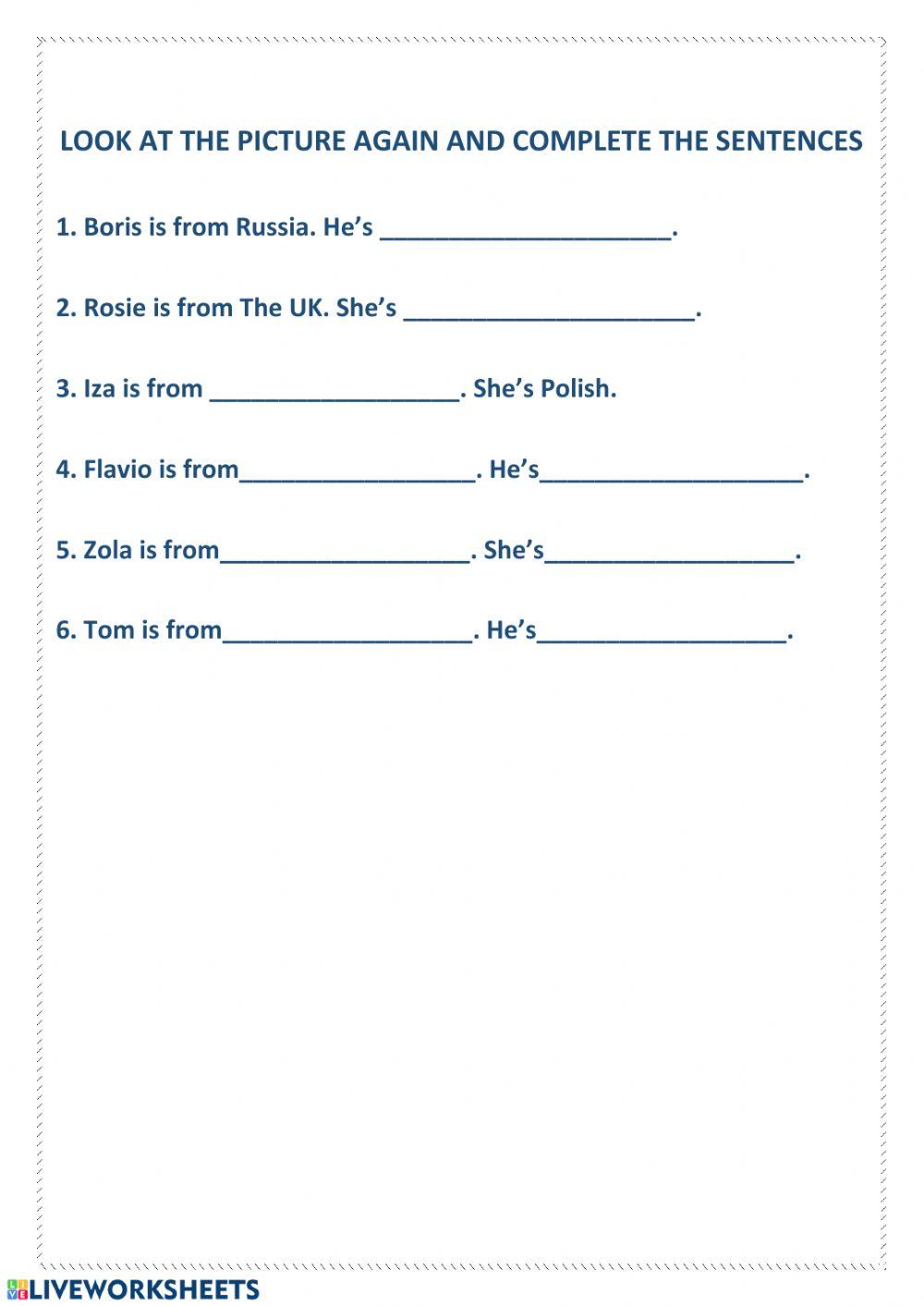 Look, Choose and complete