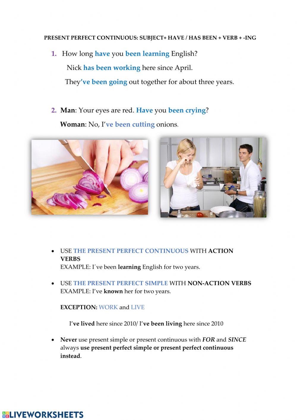 Present perfect continuous