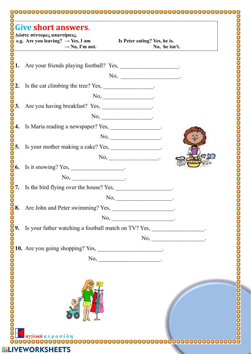 Present Continuous short answers As 34 Present Continuous short answers As 34