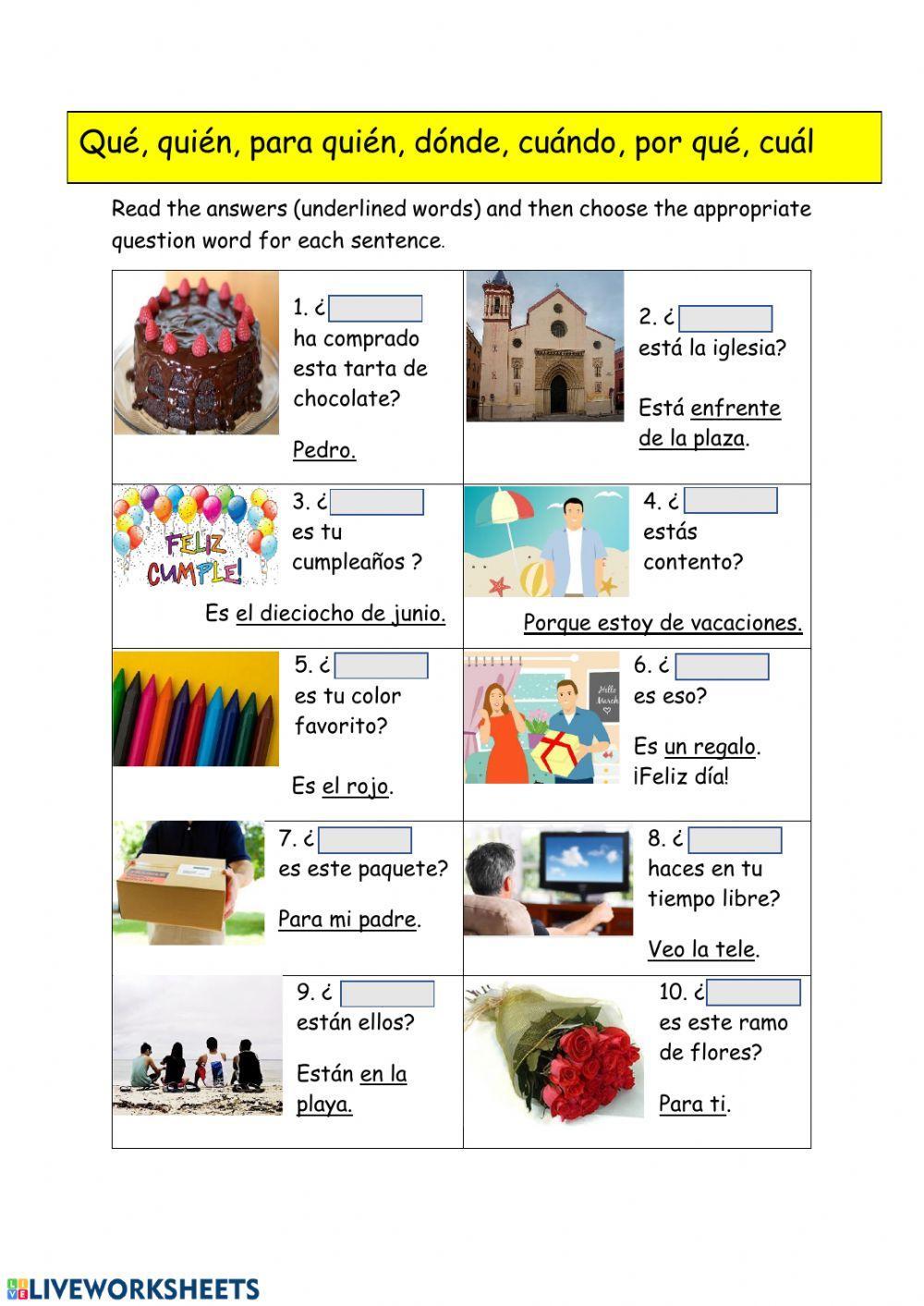 Questions words in Spanish