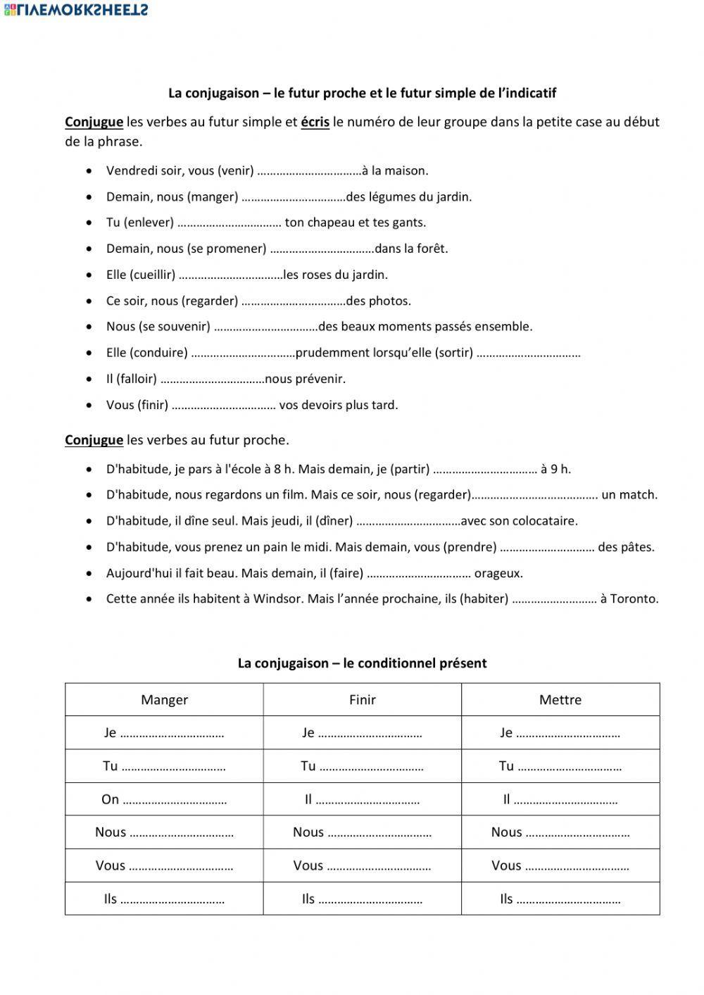 Conjugaison - futur et conditionnel