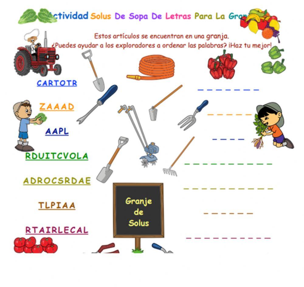 Sopa de letras para la granja