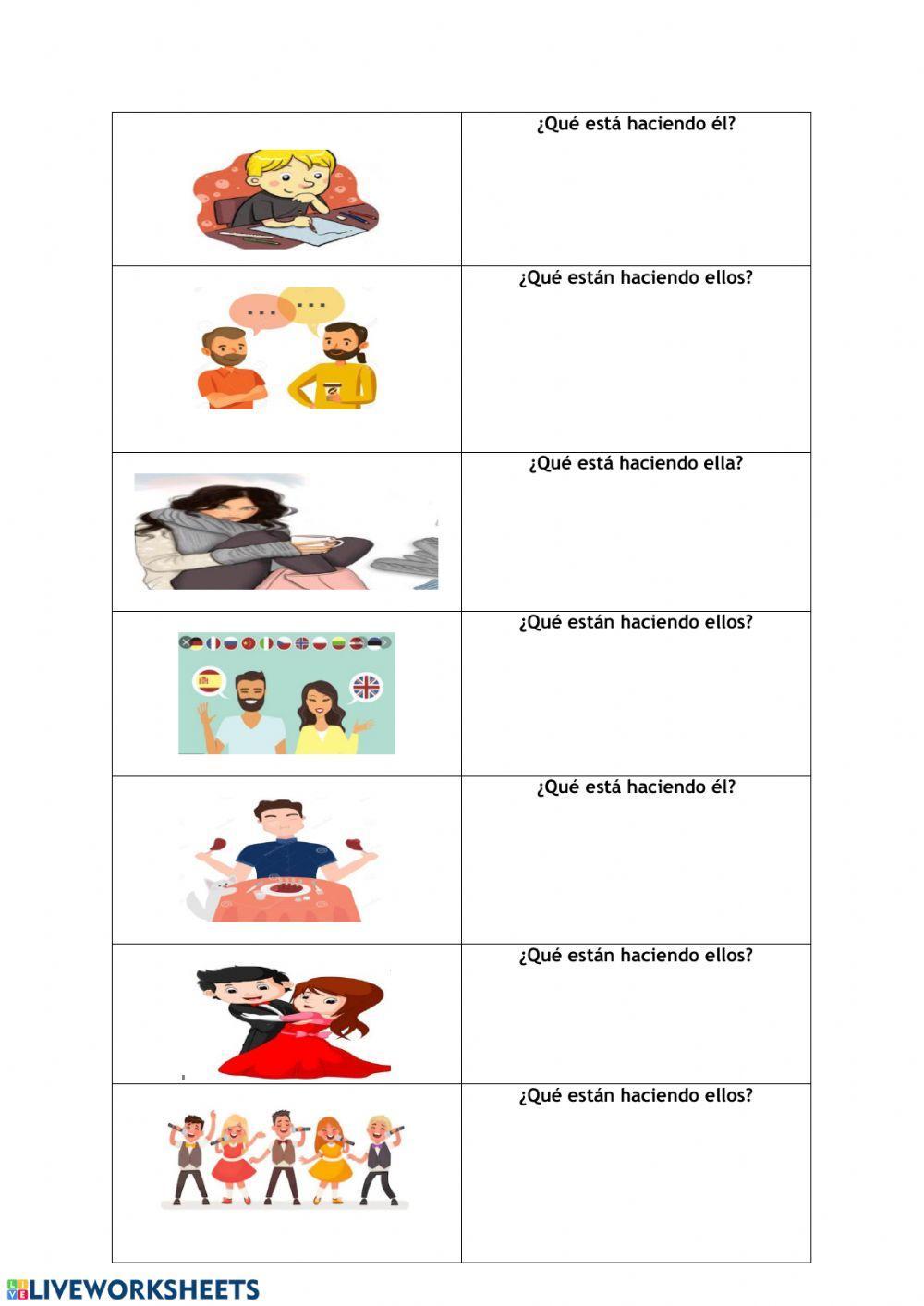 Presente progresivo exercise Live Worksheets