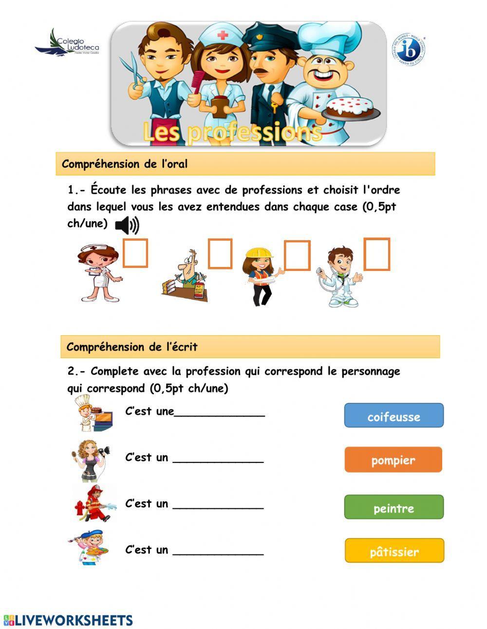 Test sur les profession et le verbe être