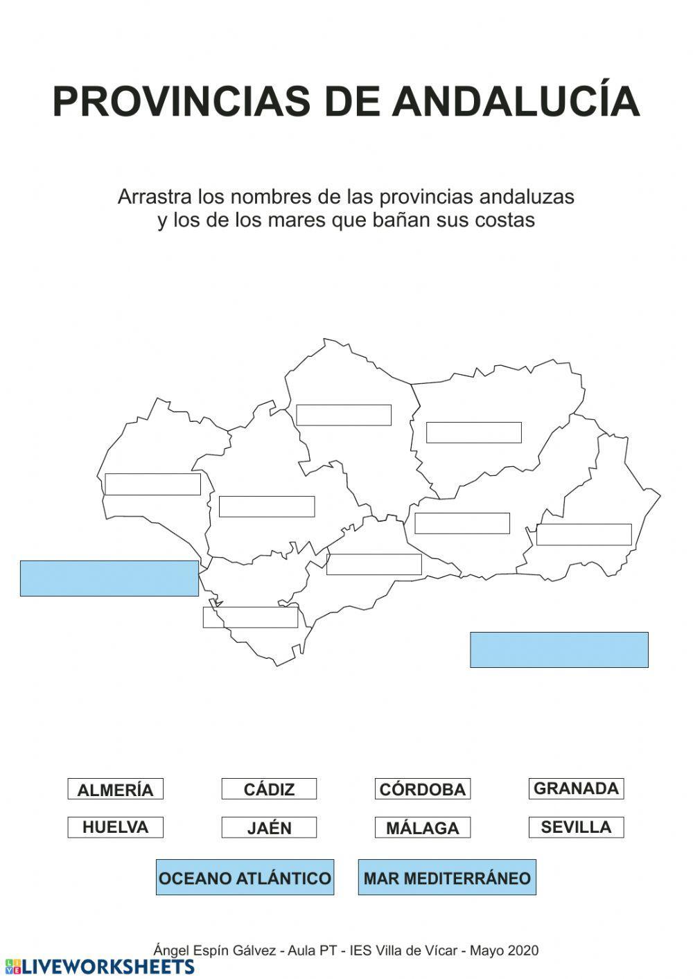 Provincias de Andalucía MAPA