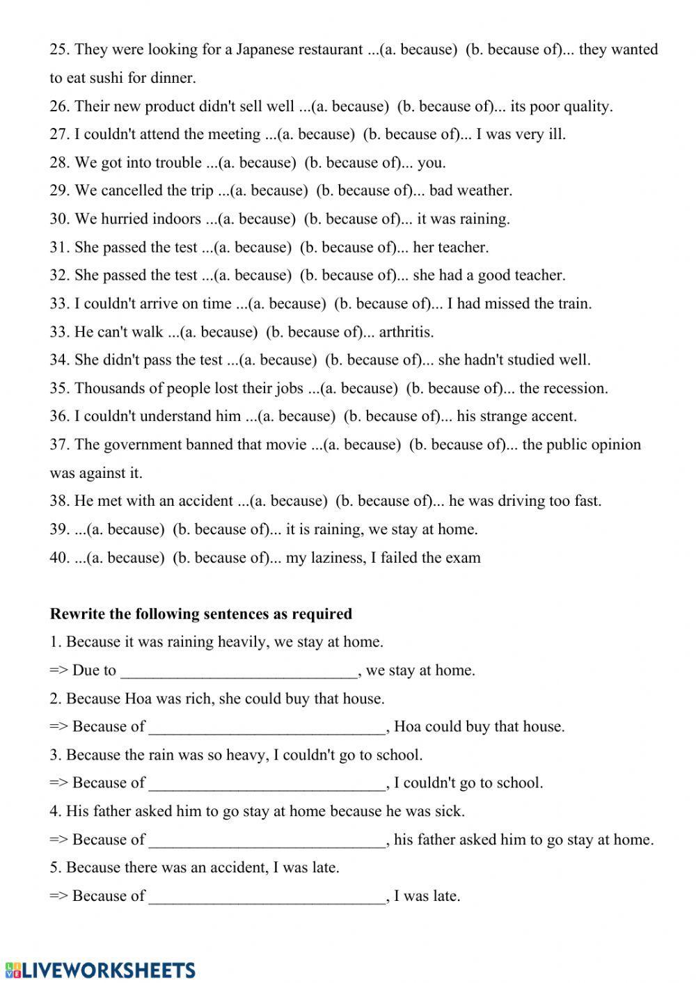 Because - Because of