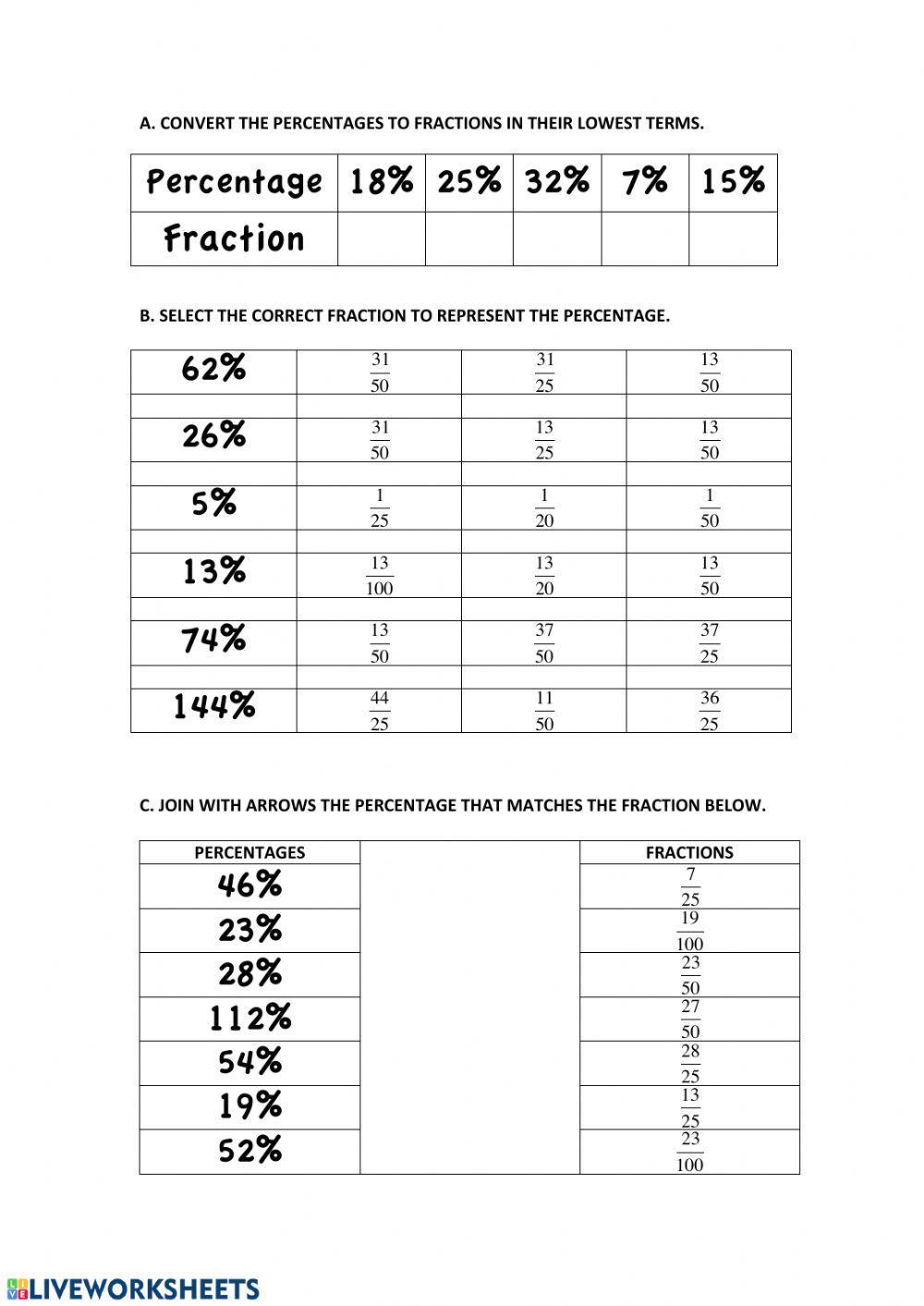 Converting Percentages to Fractions