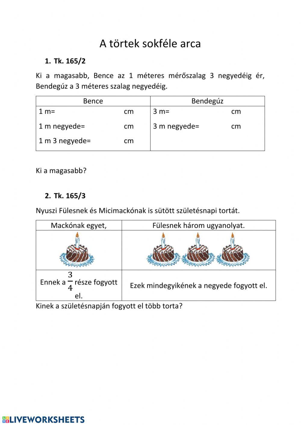 Törtek sokféle arca