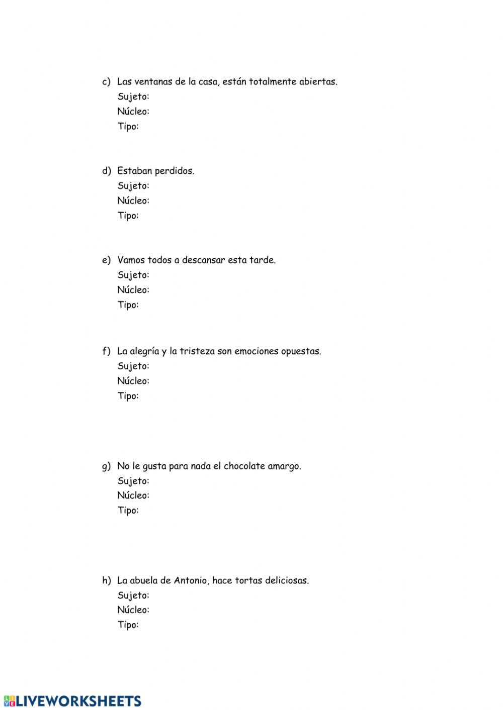 Sujeto- Núcleo - Tipo de Sujeto