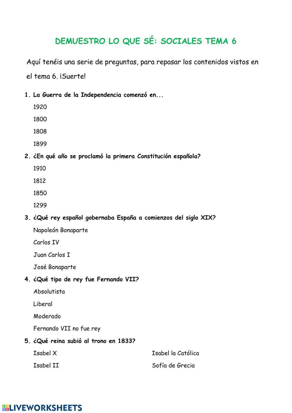 Historia de España siglo XIX