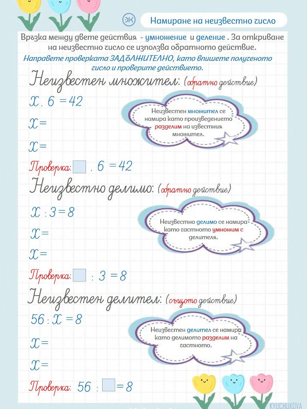 Намиране на неизвестно число Намиране на неизвестно число