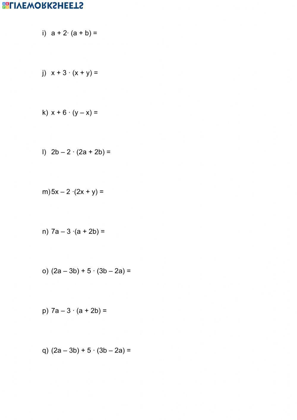 Sumas de monomios con paréntesis