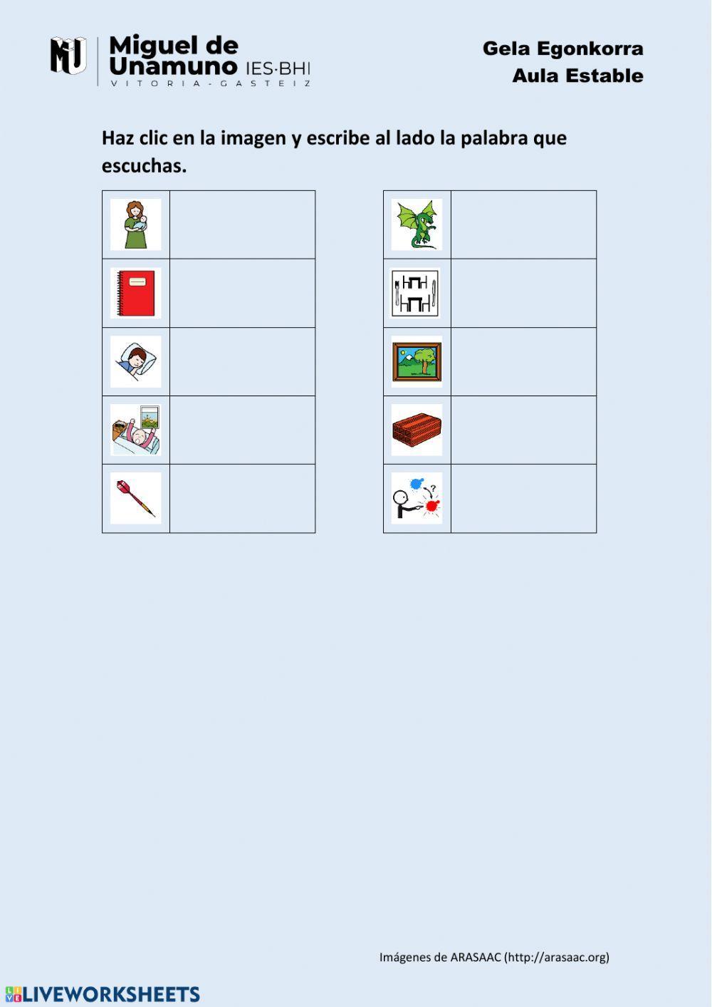 DR-D-R: arrastra las sílabas y escribe las palabras