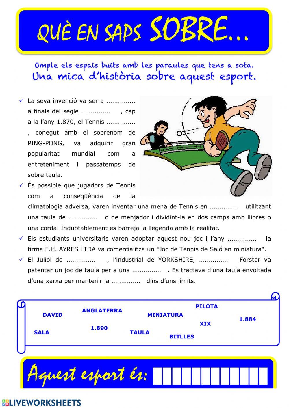 Que saps sobre... Tennis taula