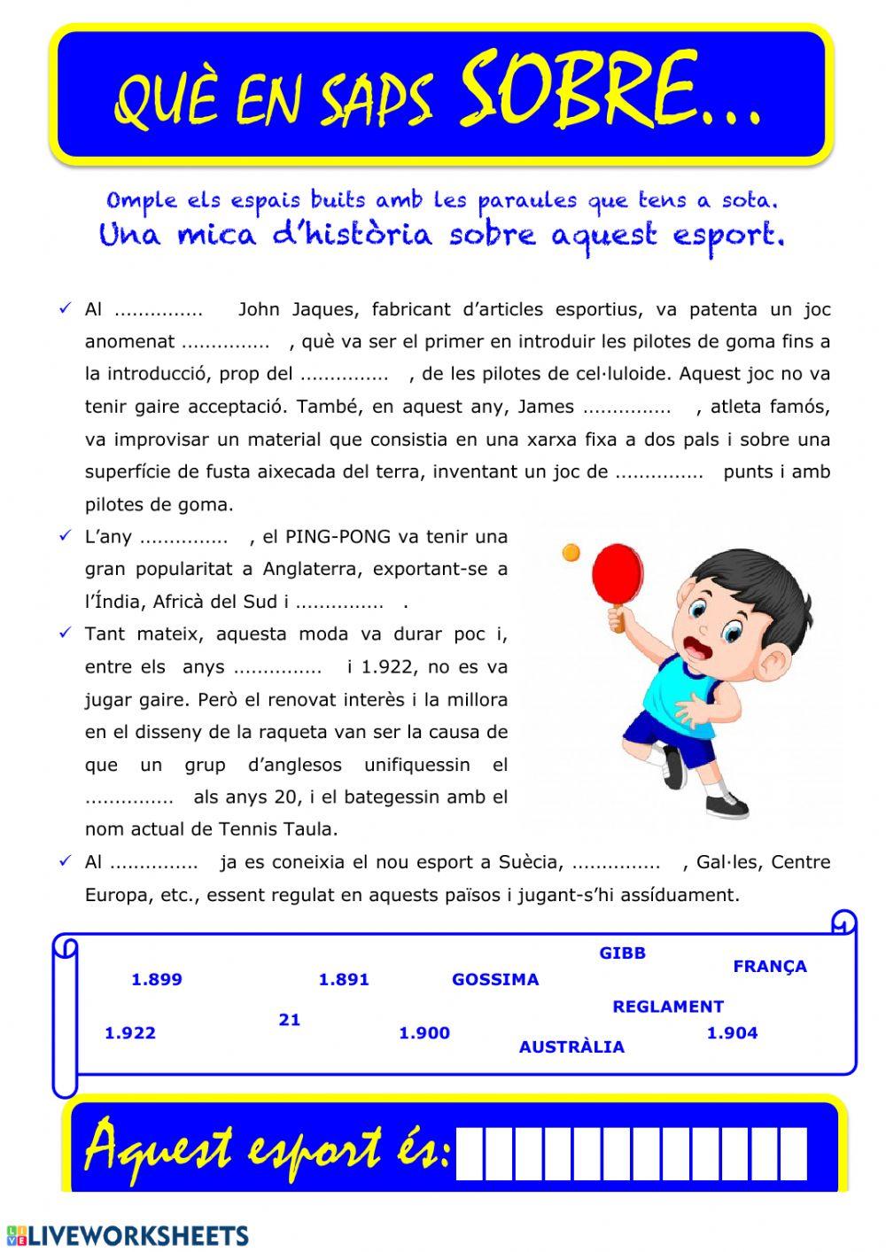 Que saps sobre... Tennis taula 02