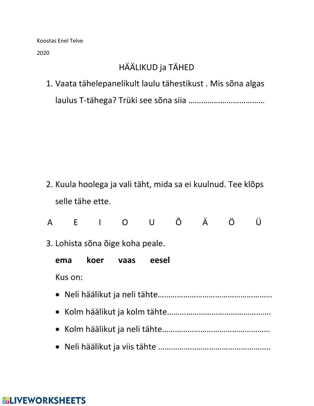 Häälikud ja tähed