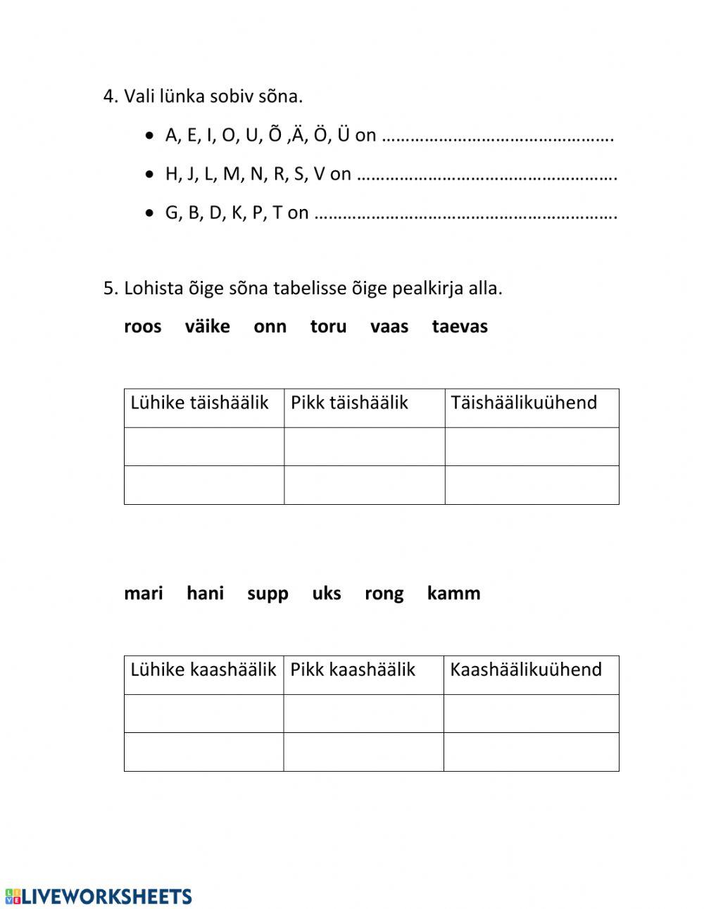 Häälikud ja tähed