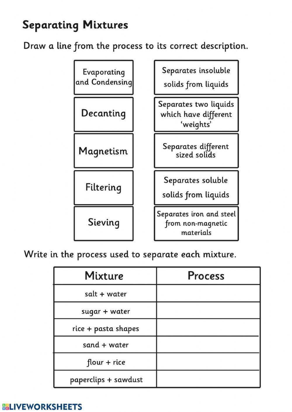 Worksheet Separating Mixtures prntbl concejomunicipaldechinu gov co Worksheet Separating Mixtures prntbl concejomunicipaldechinu gov co