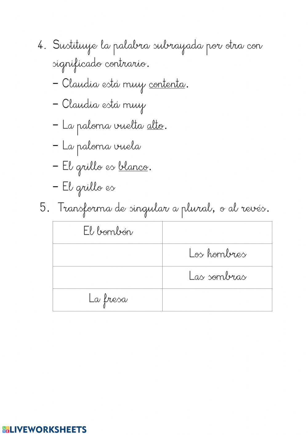 Prueba T.8 (1º)(CONTRARIOS, PLURAL-SINGULAR, ARTÍCULOS, INVITACIÓN)