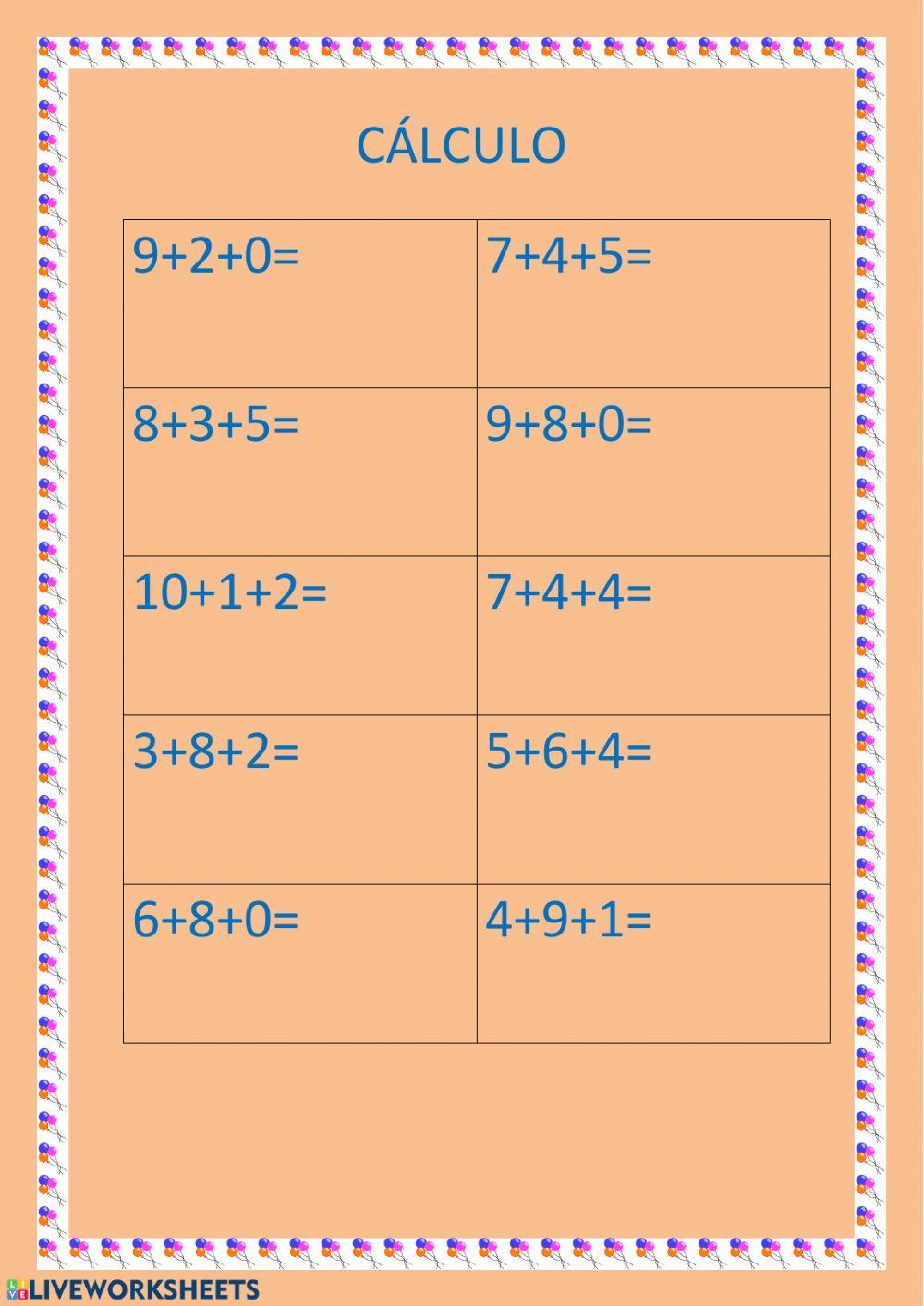 Cálculo mental, 1º de Primaria