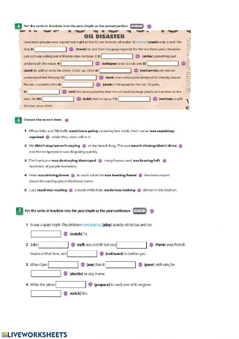 Past tenses - mixed practice