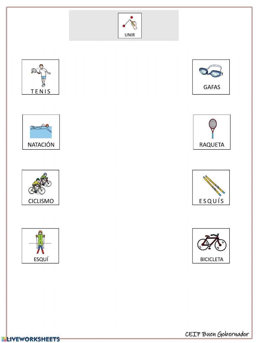 Deporte y su objeto. Unir.