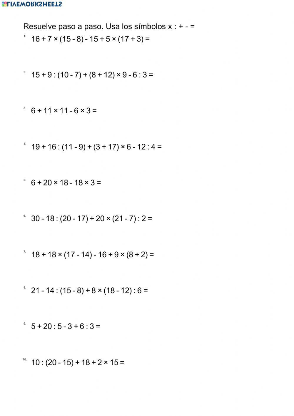 Operaciones combinadas 1