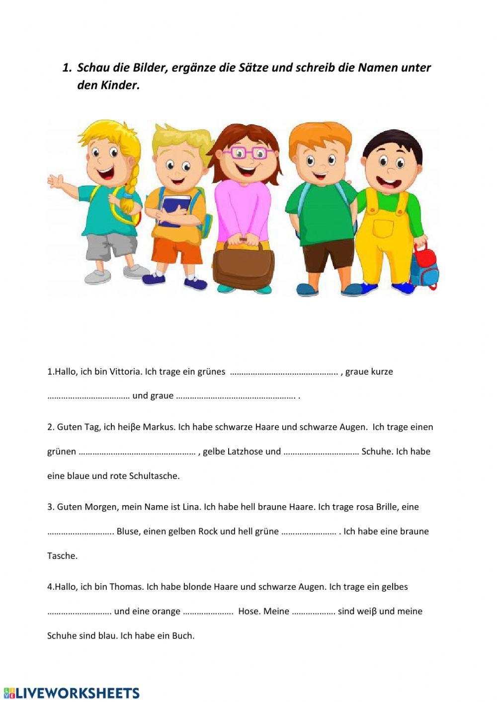 Lies, erganze und schreib die Namen