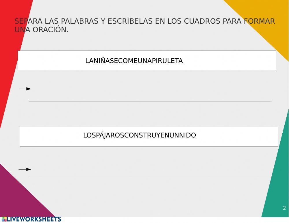 Separar palabras en la oración