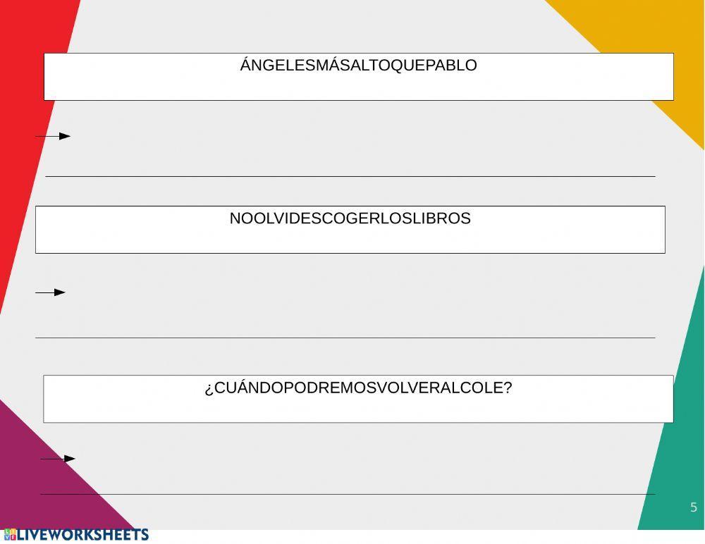 Separar palabras en la oración