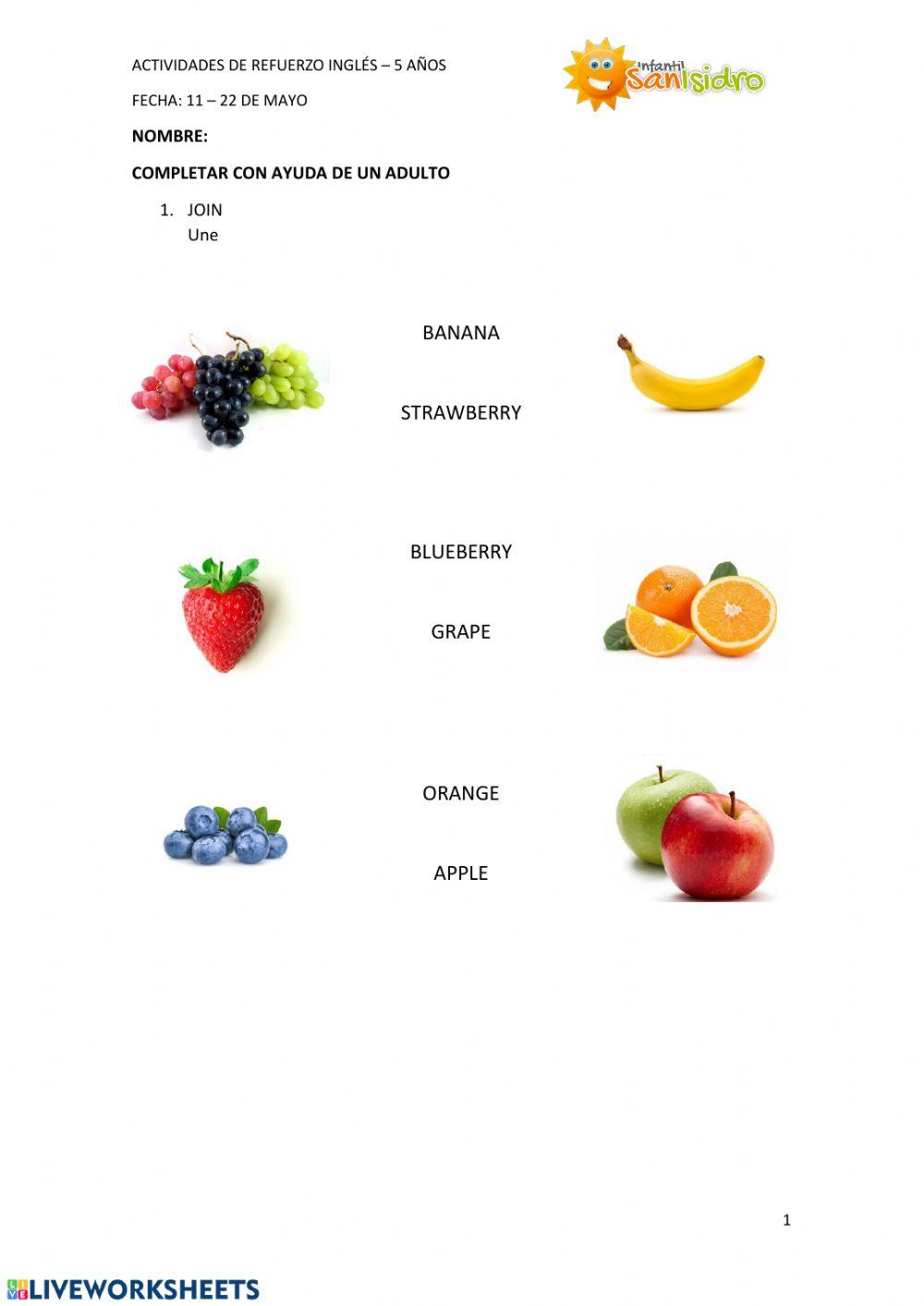 Repaso fruits 5 años