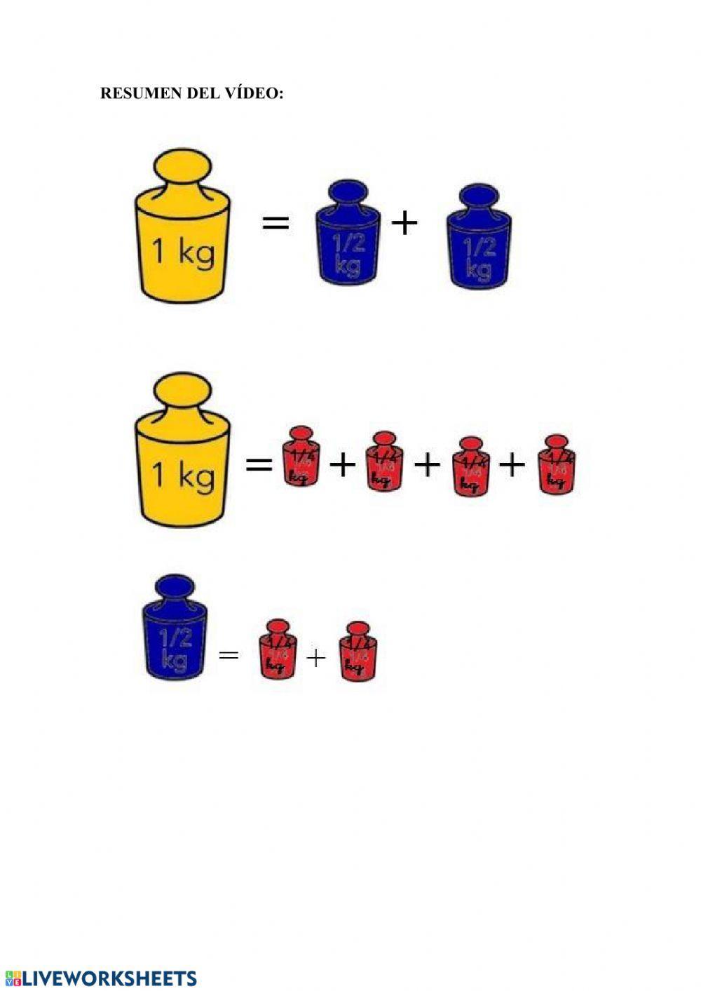 Kilo, medio kilo y cuarto de kilo