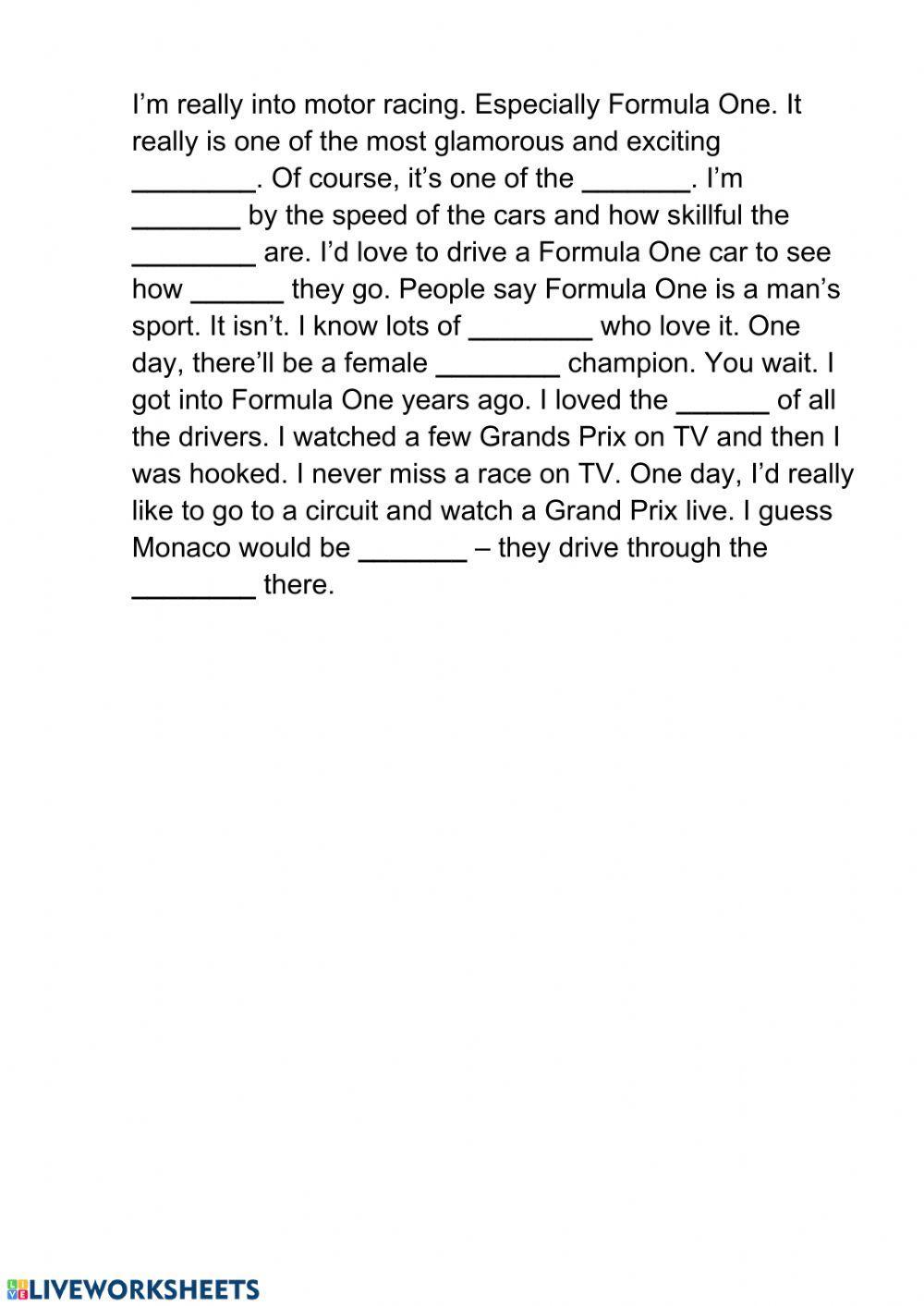 Formula One Listening