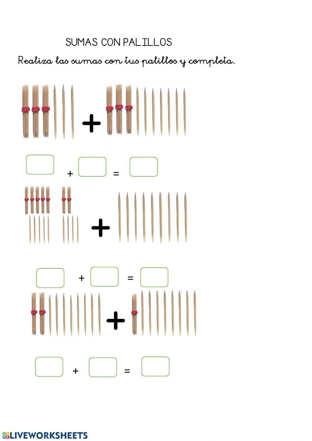 Sumas con palillos.