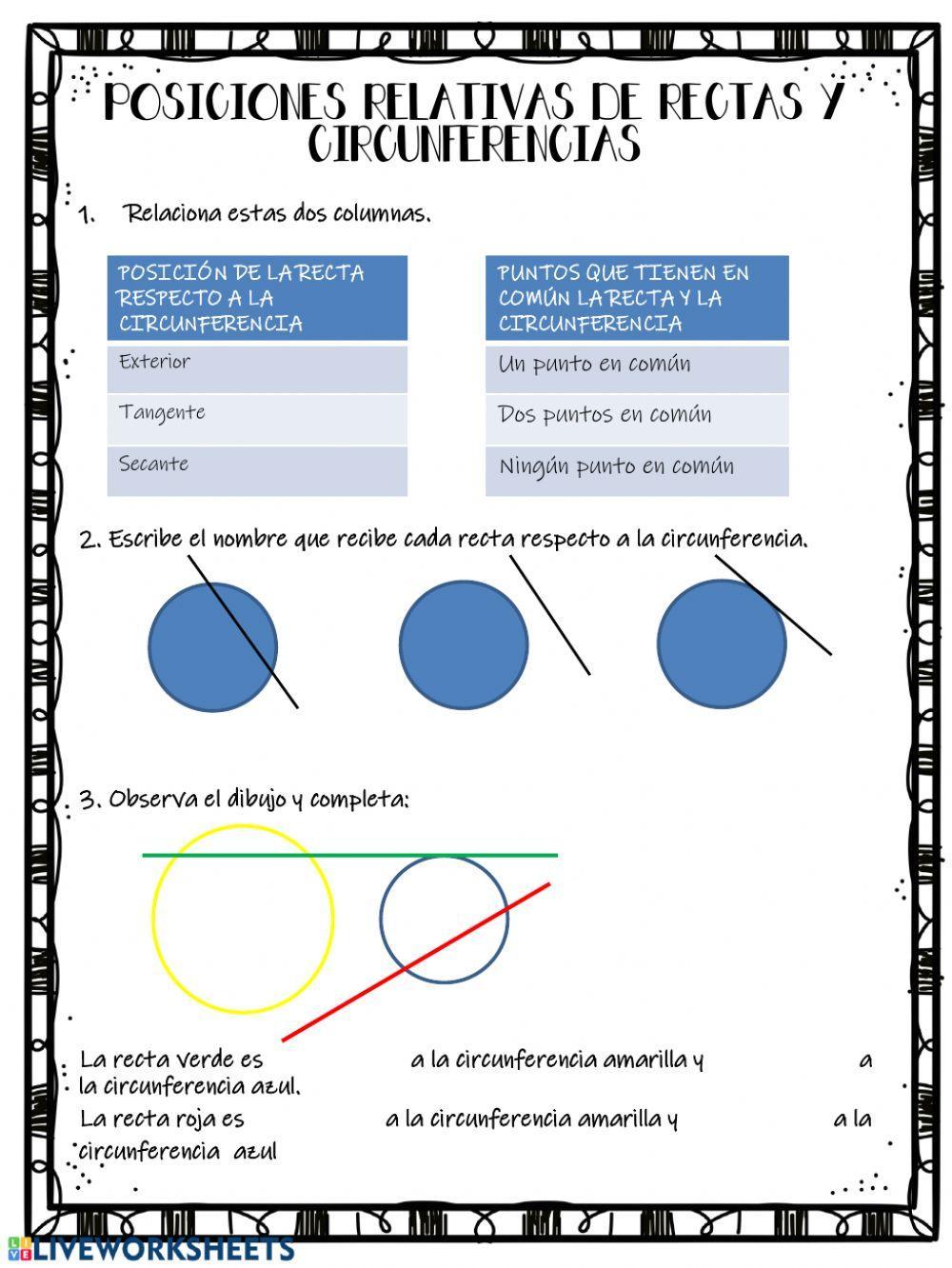 Posiciones relativas de rectas y circunferencias Posiciones relativas de rectas y circunferencias