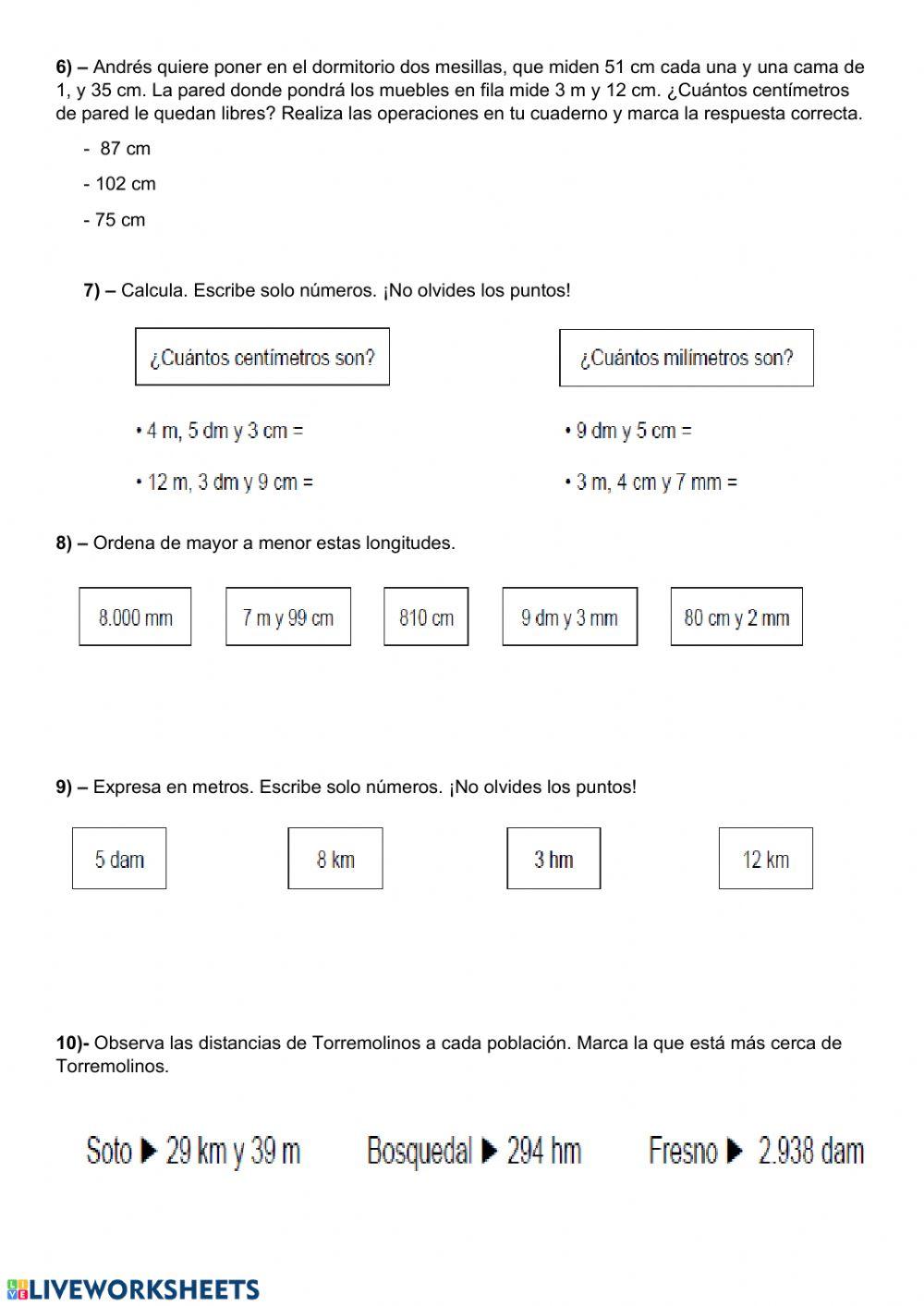 Evaluación de Matemáticas Tema 10