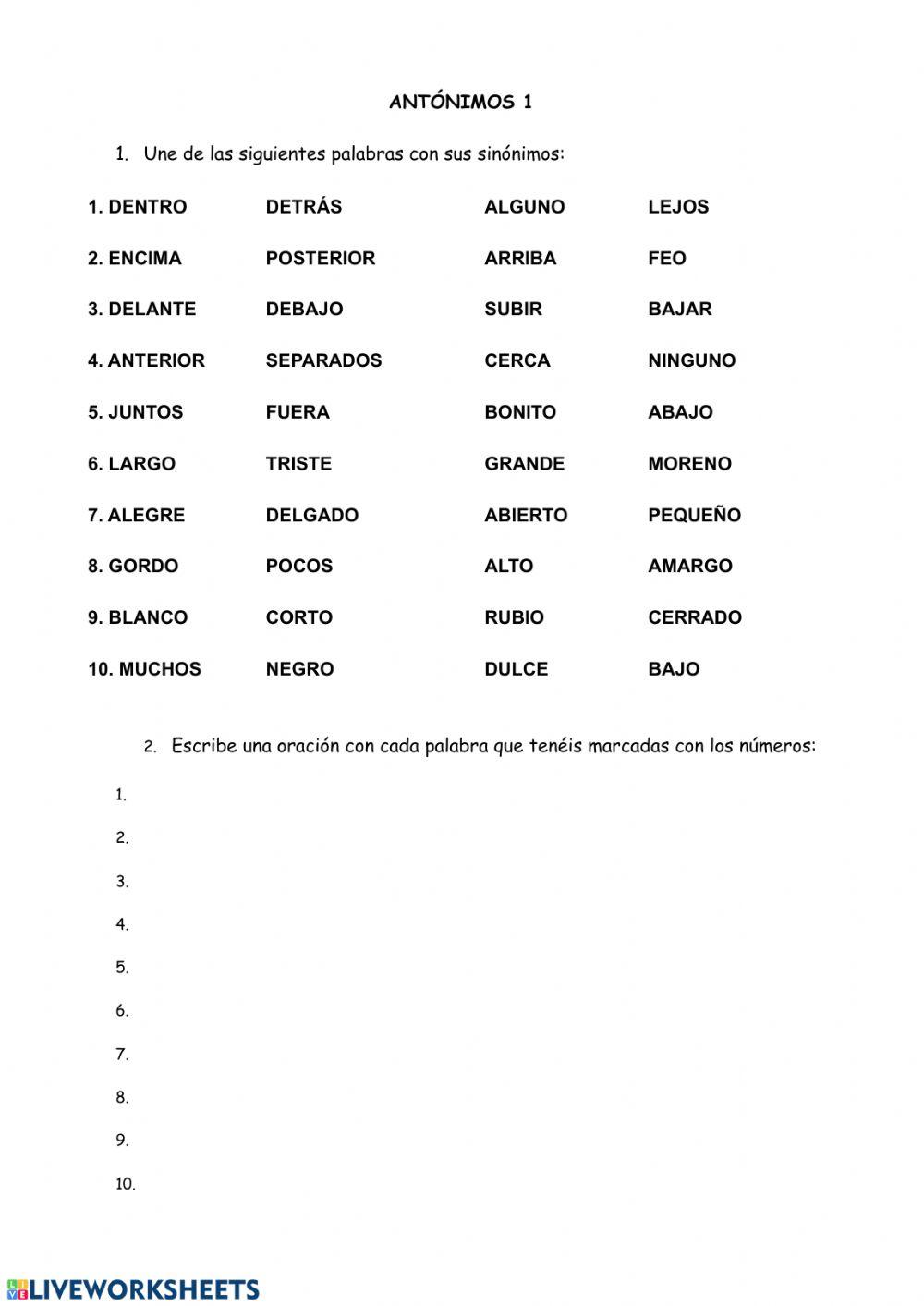 Antónimos Antónimos