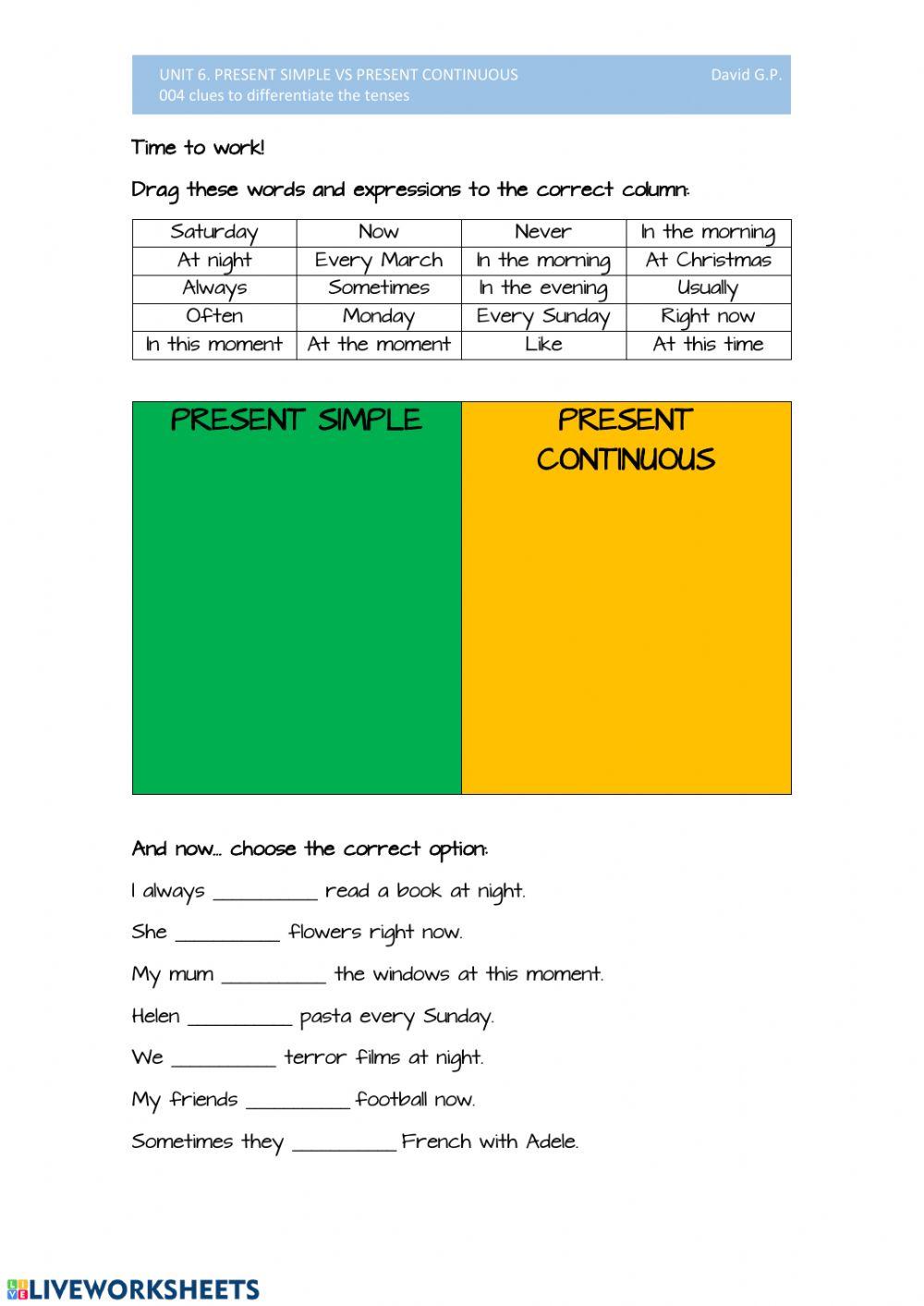 004 clues to differentiate the tenses