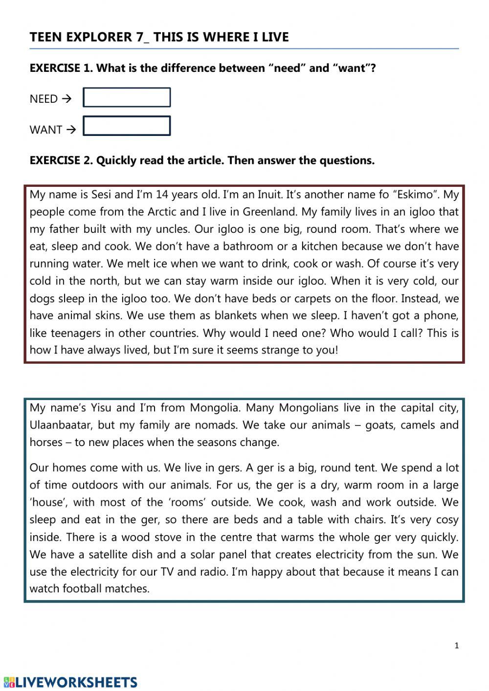 Teen Explorer 7 The place where I live